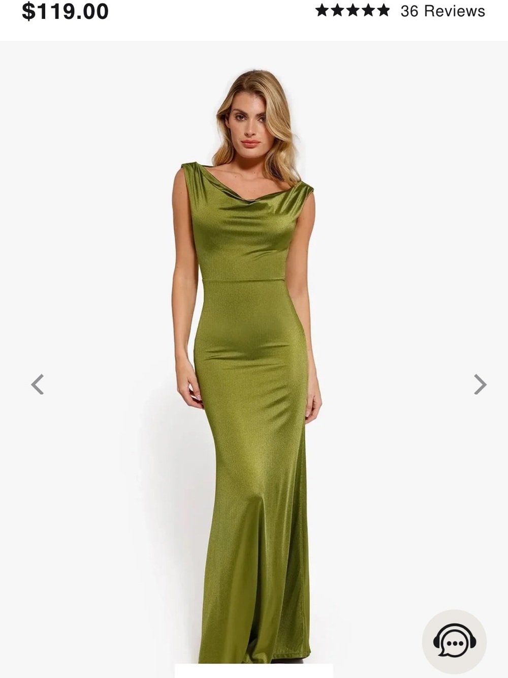 Sleeveless Olive Green Cowl-Neck Maxi Dress